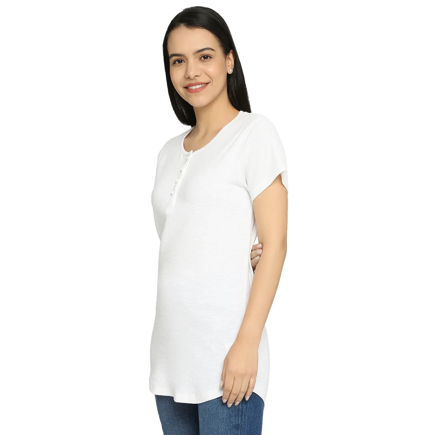 Being Human Clothing Women Easy Fit Crew Neck T-Shirts-White