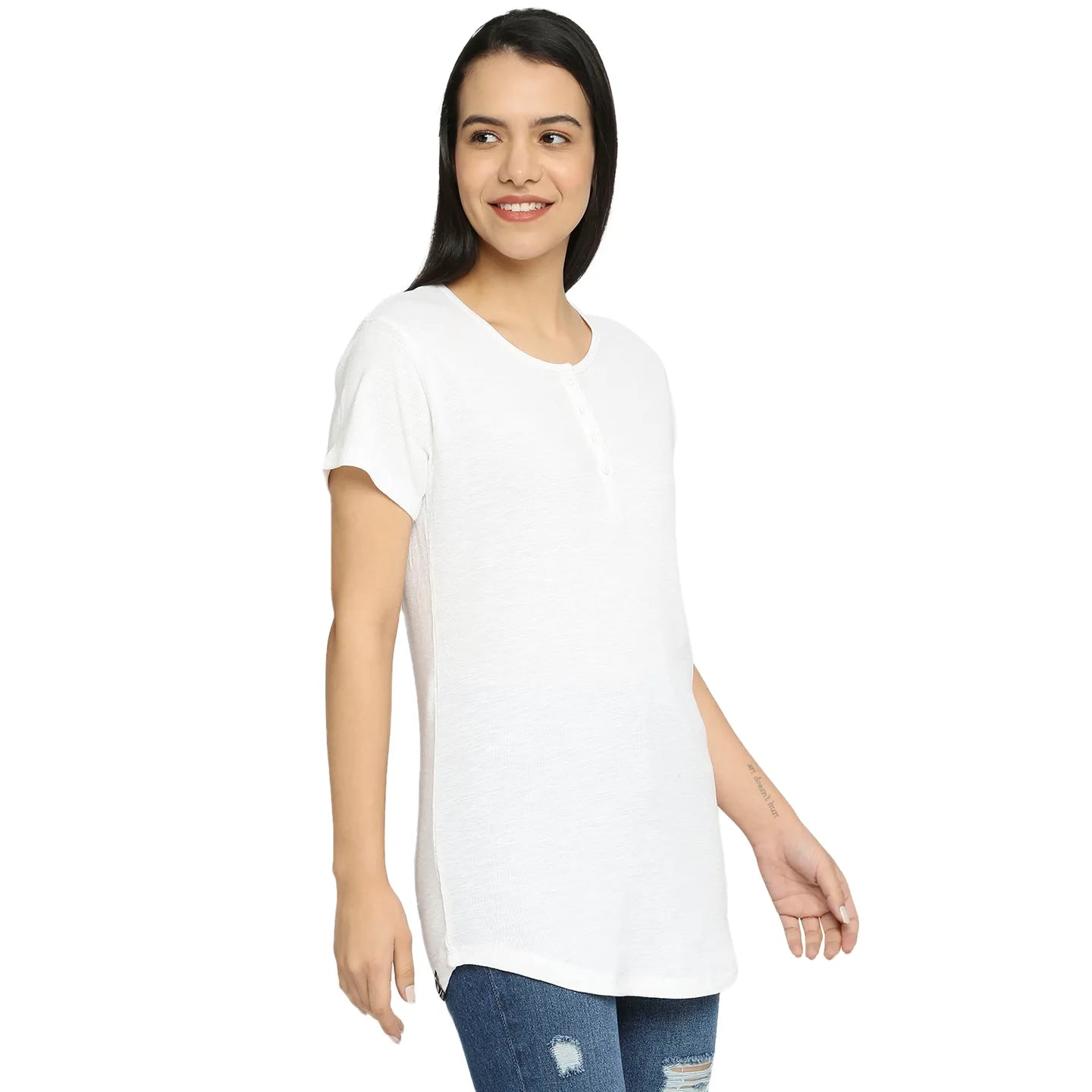Being Human Clothing Women Easy Fit Crew Neck T-Shirts-White