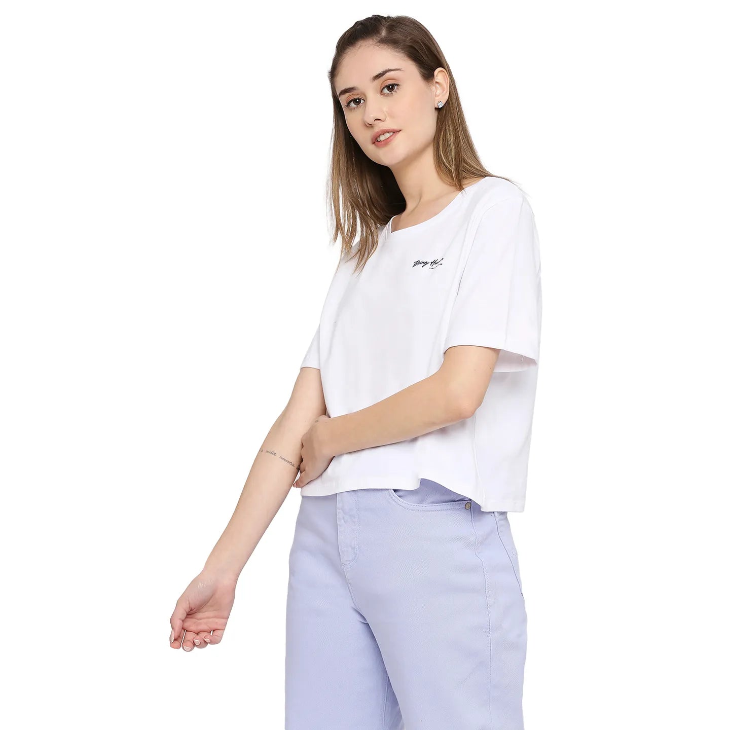 White Boxy Fit Womens' Cotton T-Shirt By Being Human Clothing