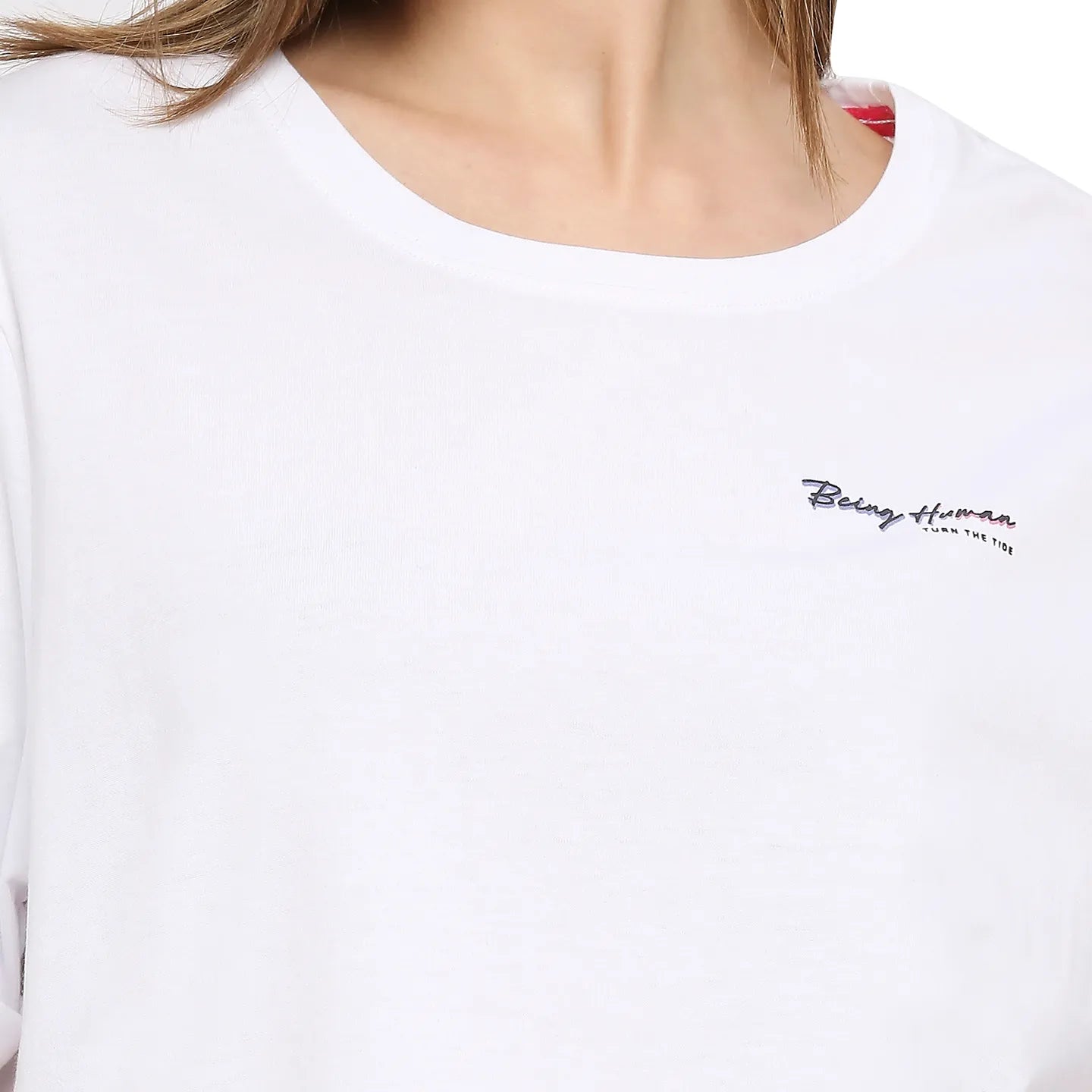 White Boxy Fit Womens' Cotton T-Shirt By Being Human Clothing