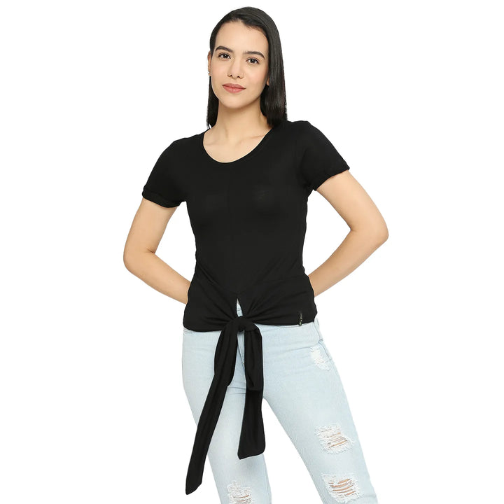 Black Easy Fit Women's Viscose T-Shirt By Being Human Clothing