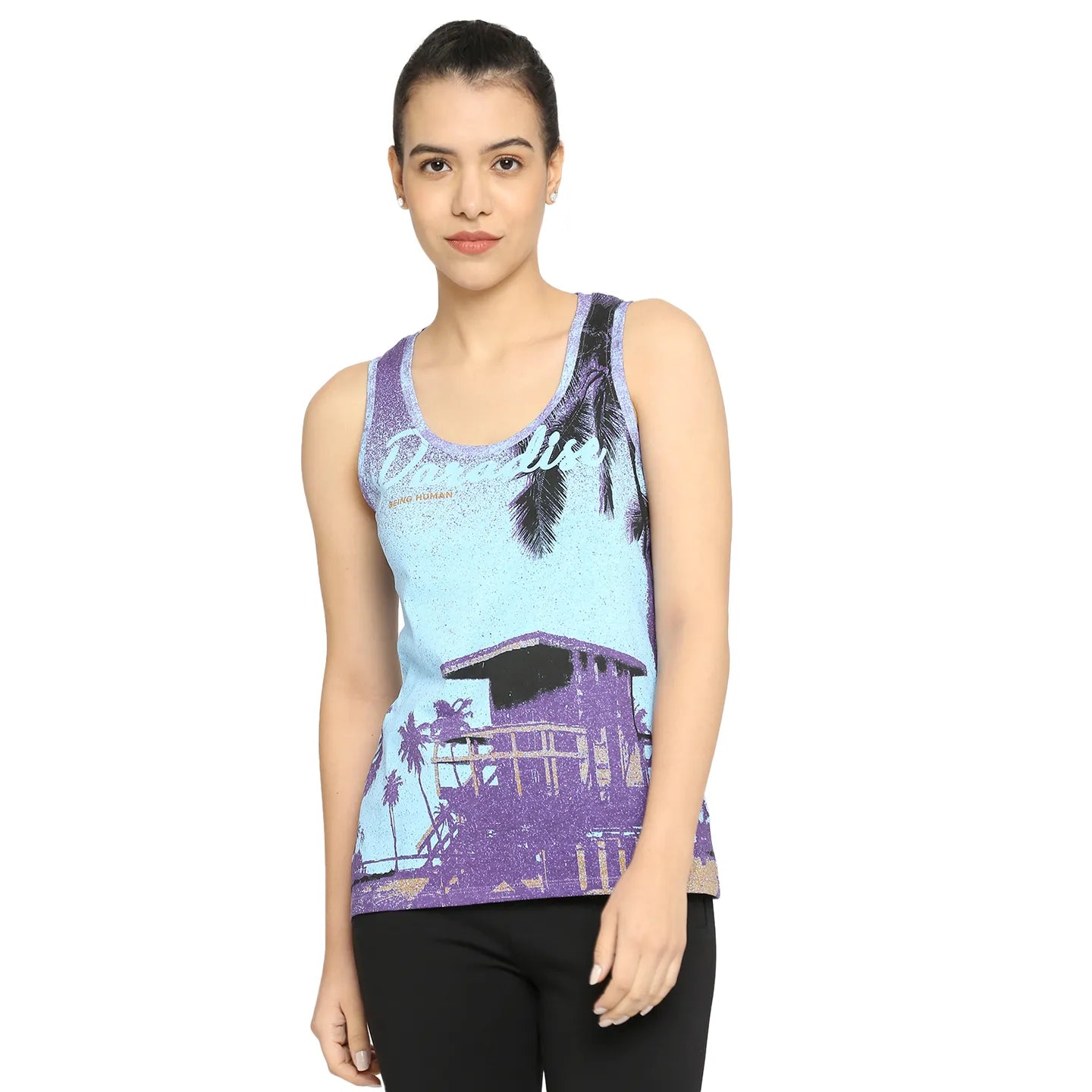 Being Human Clothing Semi Tank Fit Women Crew Neck T-Shirts-Skye