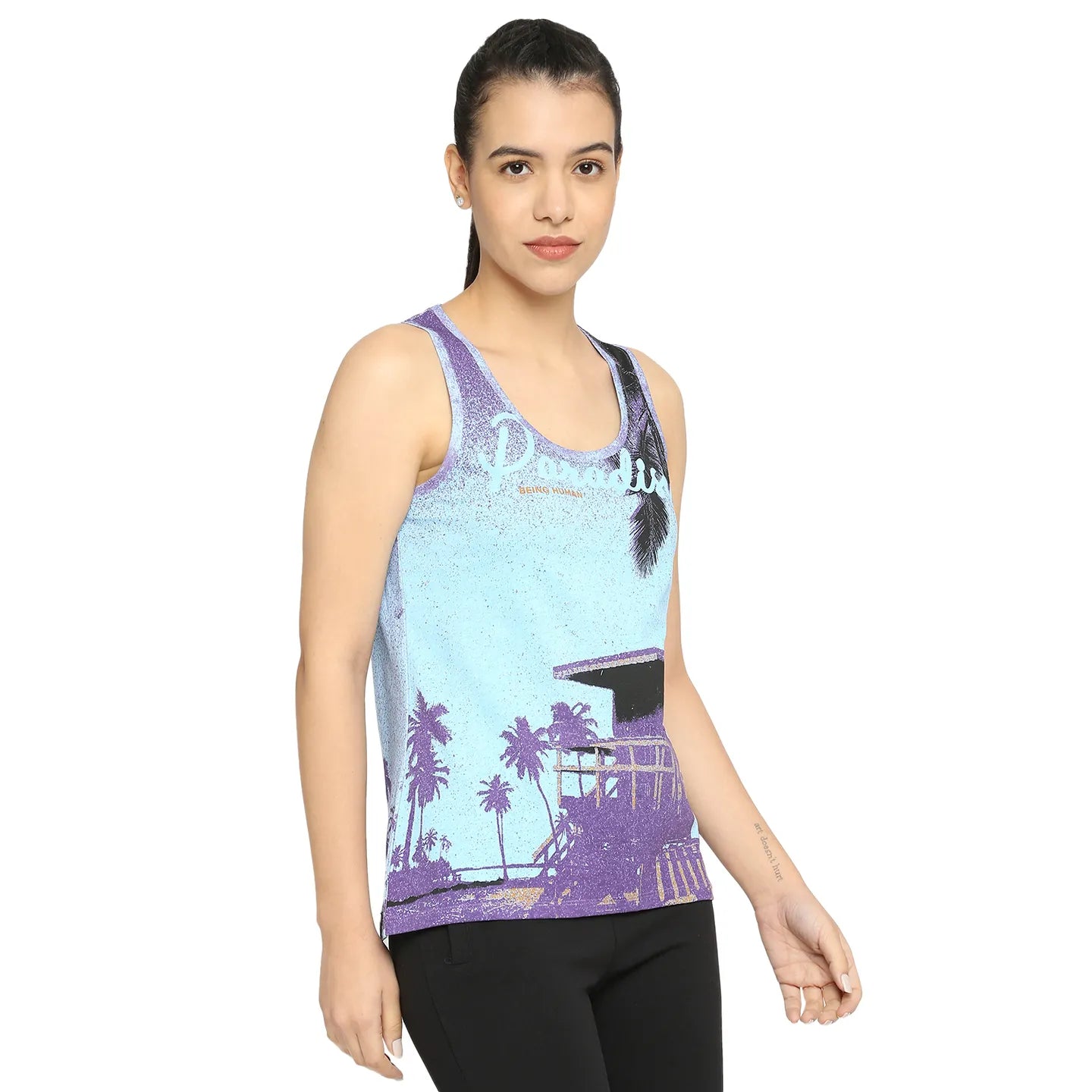 Being Human Clothing Semi Tank Fit Women Crew Neck T-Shirts-Skye