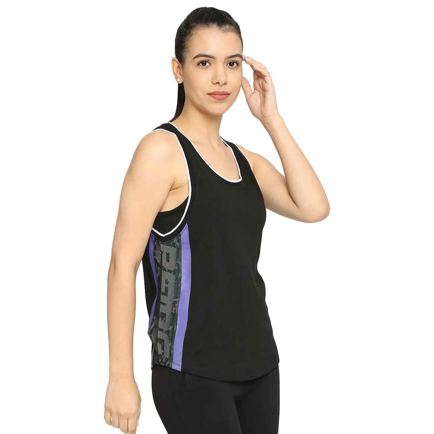 Being Human Clothing Easy Fit Tank Women Crew Neck T-Shirts-Jet Black