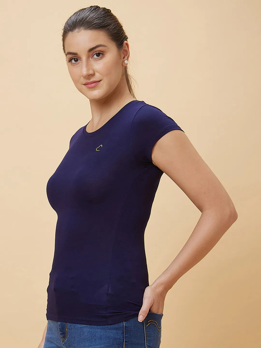 Being Human Clothing Women Slim Fit Crew Neck Jackets Midnight Navy