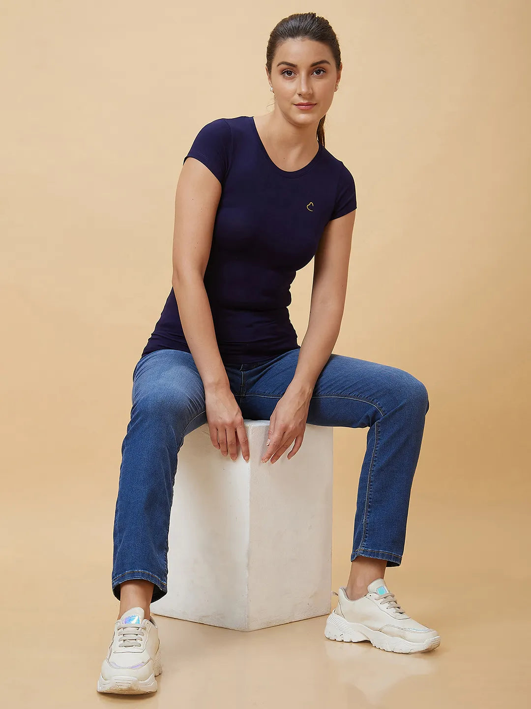 Being Human Clothing Women Slim Fit Crew Neck Jackets Midnight Navy