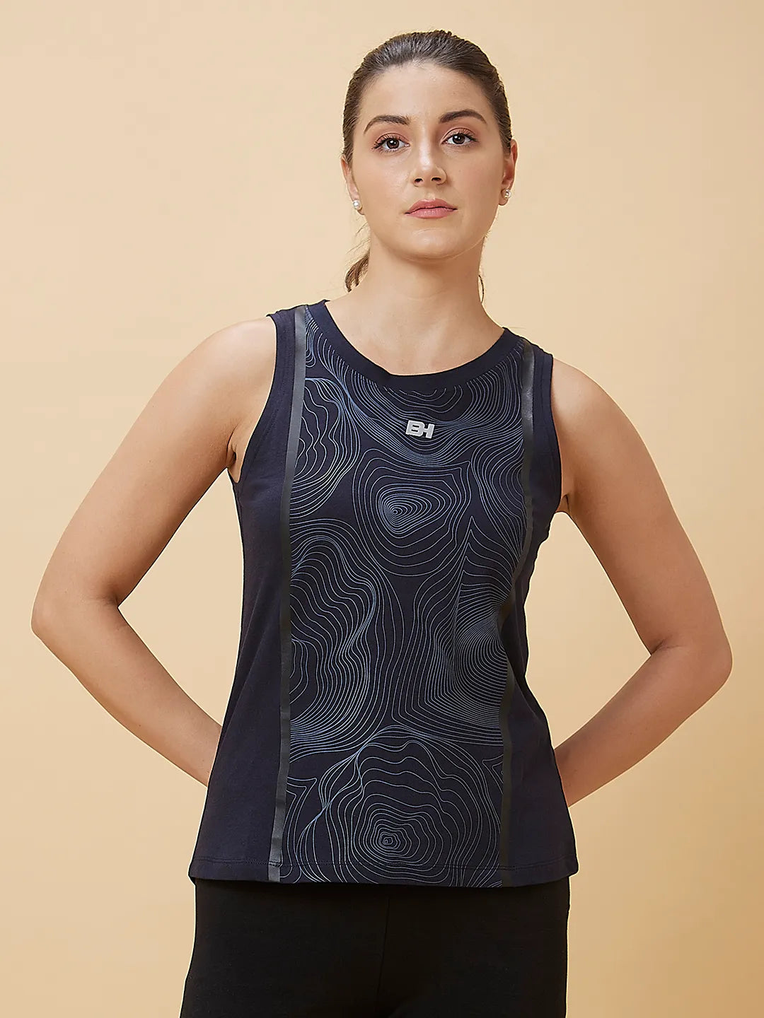 Being Human Clothing Women Semi Tank Fit Crew Neck T-Shirts Navy Depth