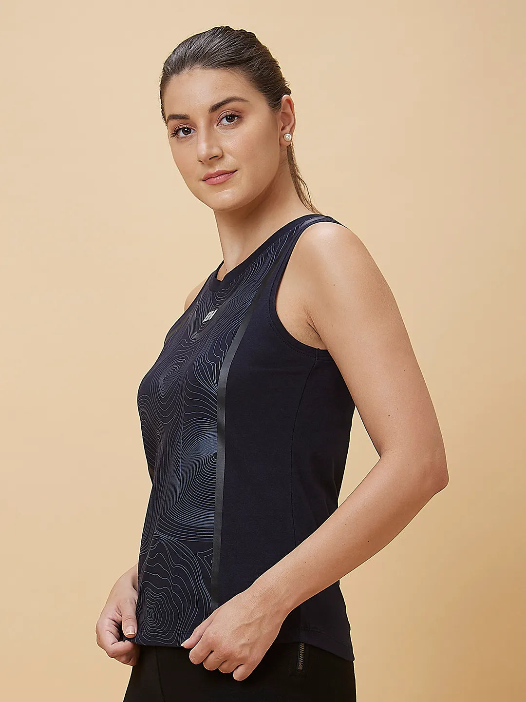 Being Human Clothing Women Semi Tank Fit Crew Neck T-Shirts Navy Depth