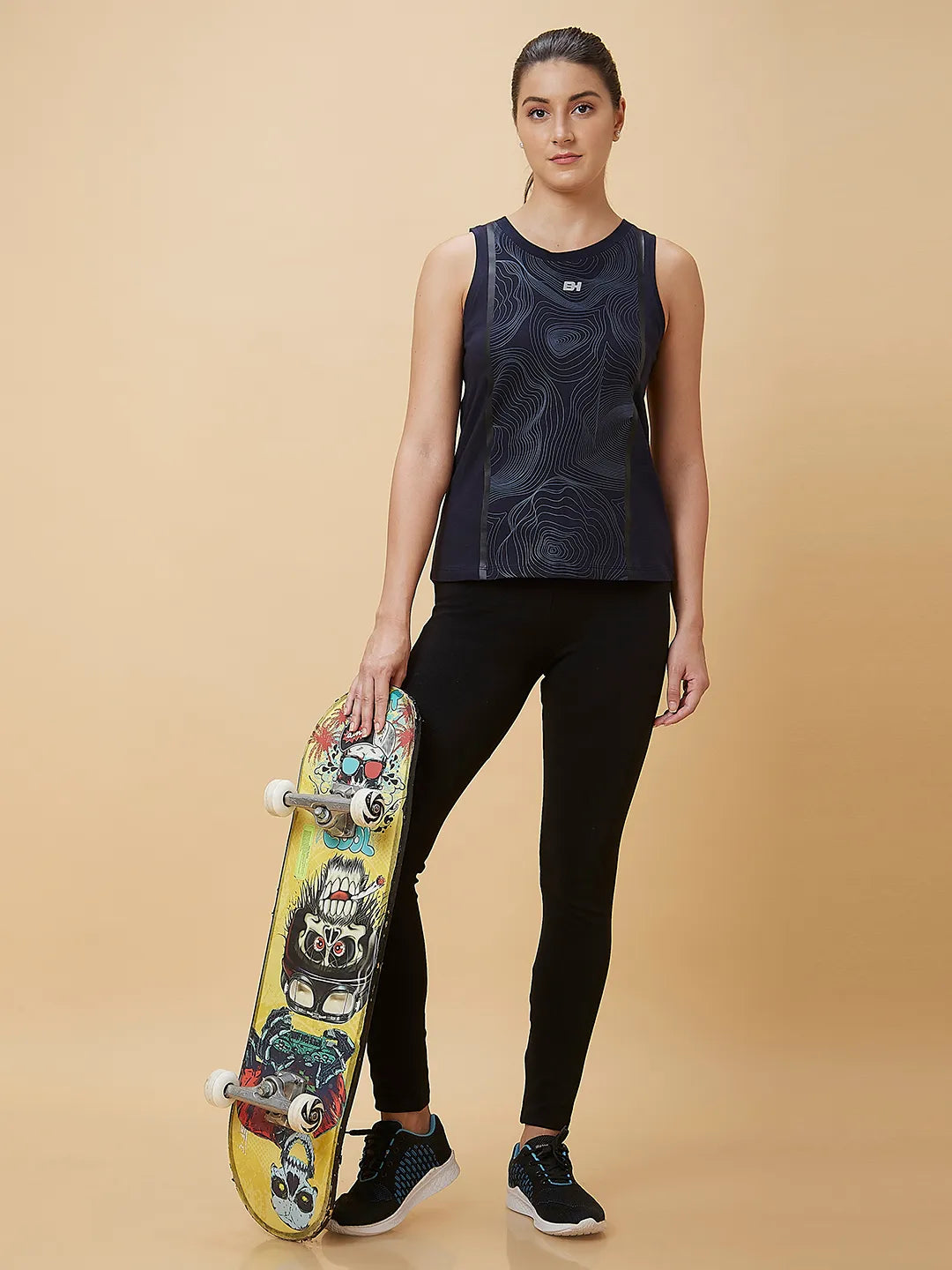 Being Human Clothing Women Semi Tank Fit Crew Neck T-Shirts Navy Depth