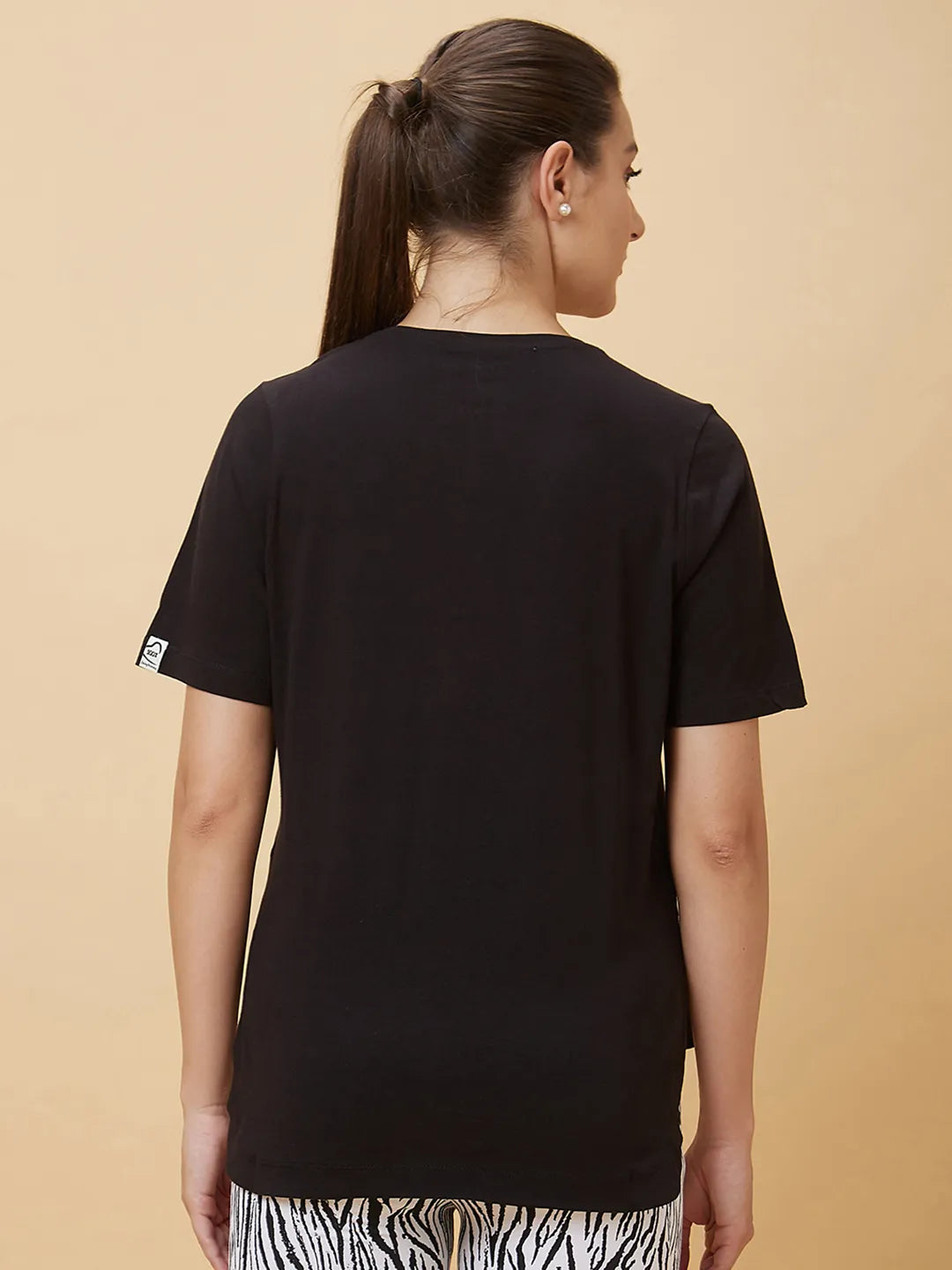 Being Human Clothing Women Boxy Fit Crew Neck T-Shirts Black