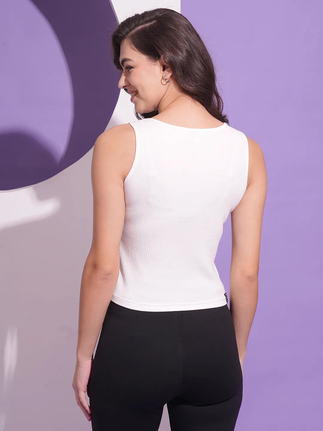 Being Human Clothing Women Crop Tank Top T-Shirts-White