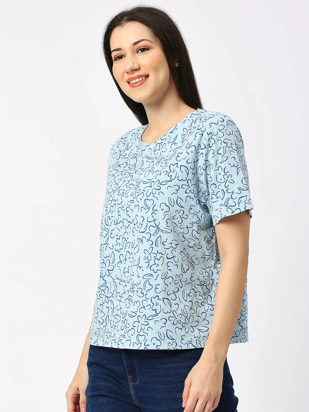 Being Human Clothing Women Boxy Fit Crew Neck-Cashmere Blue