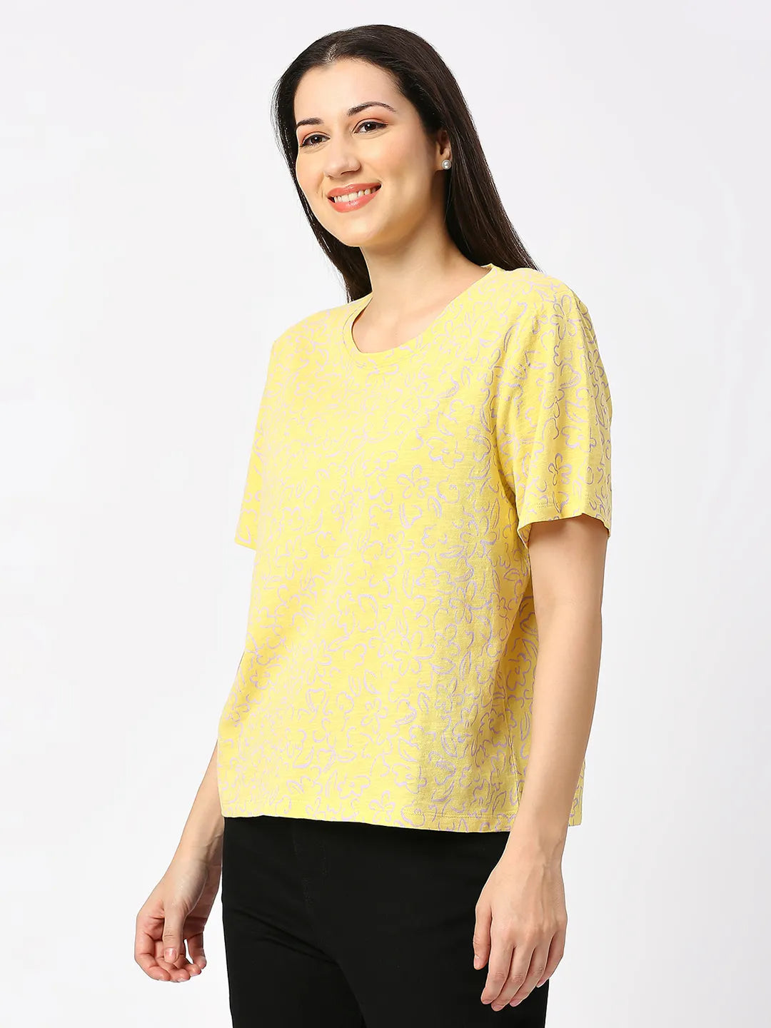 Being Human Clothing Women Boxy Fit Crew Neck-Sunshine