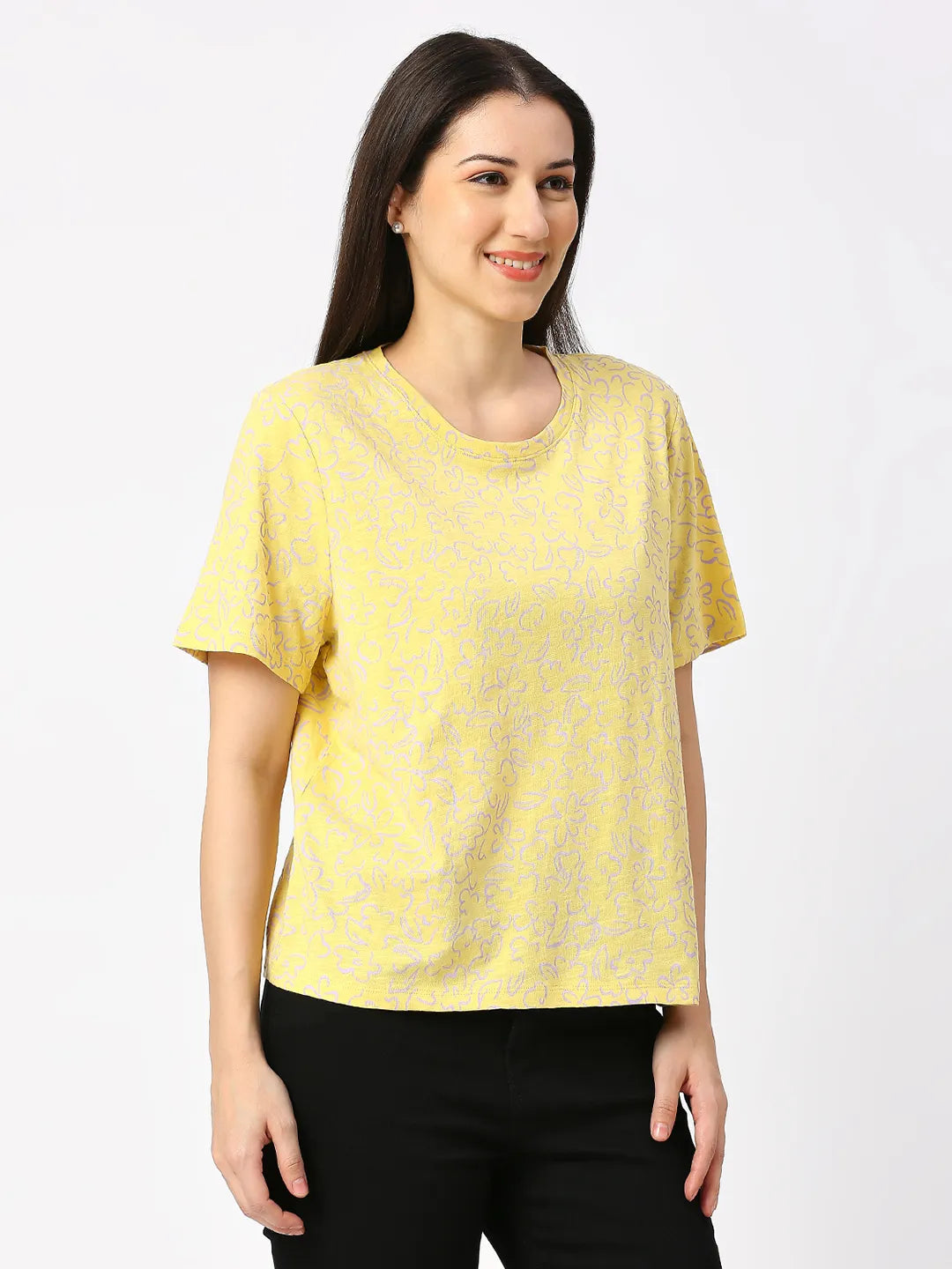 Being Human Clothing Women Boxy Fit Crew Neck-Sunshine