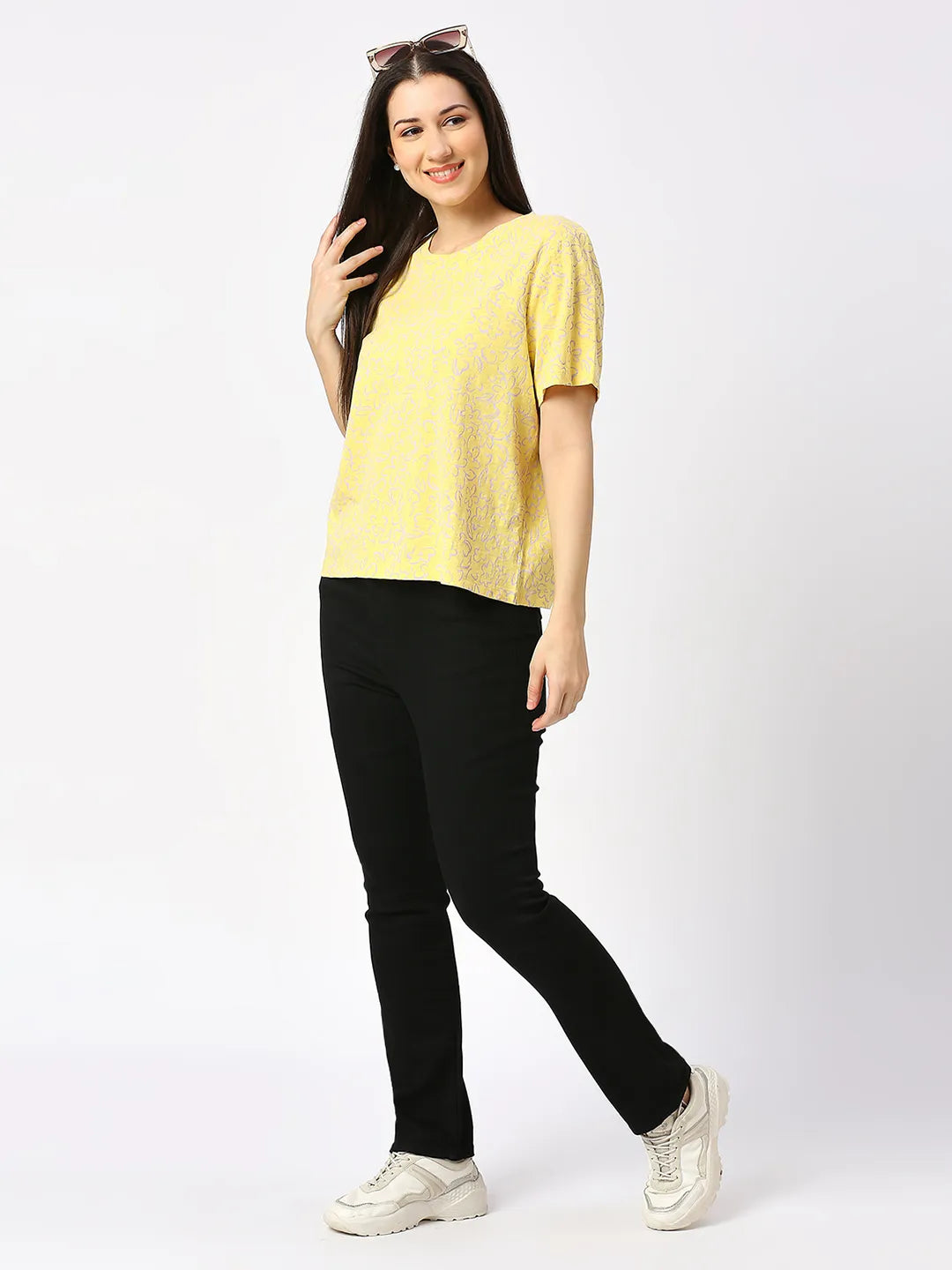 Being Human Clothing Women Boxy Fit Crew Neck-Sunshine
