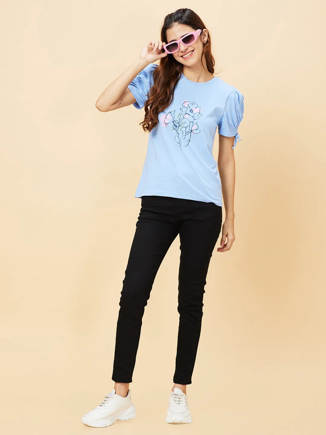 Blue Women's Cotton T-Shirt By Being Human Clothing