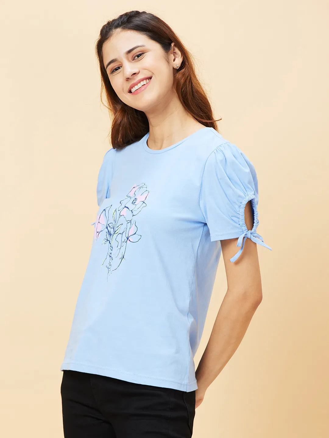 Blue Women's Cotton T-Shirt By Being Human Clothing