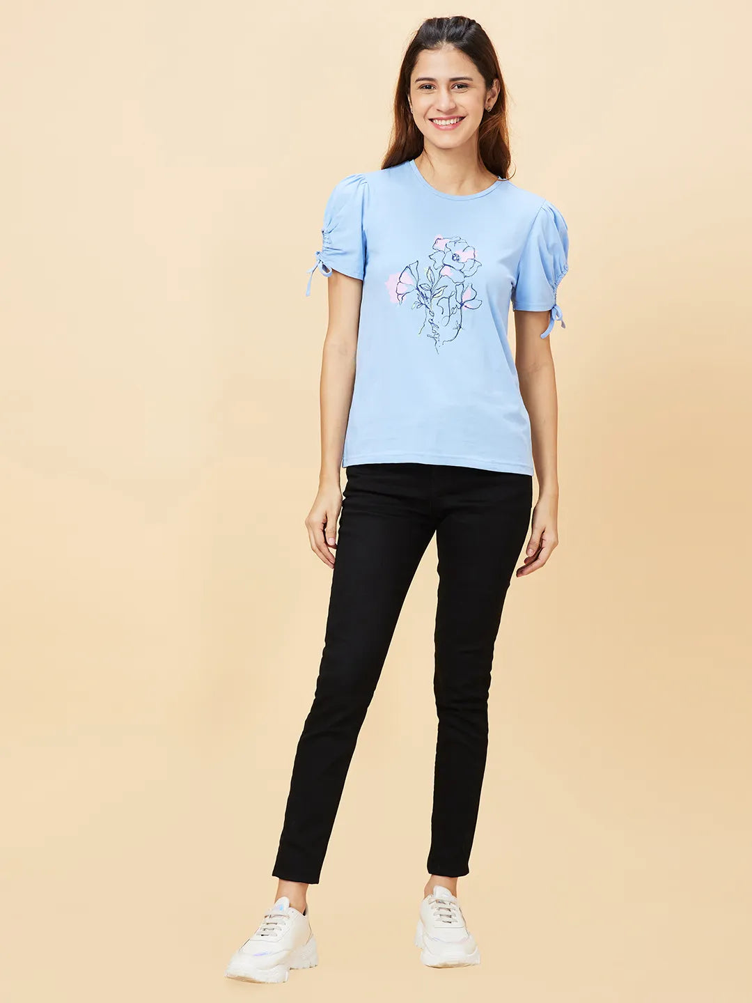 Blue Women's Cotton T-Shirt By Being Human Clothing