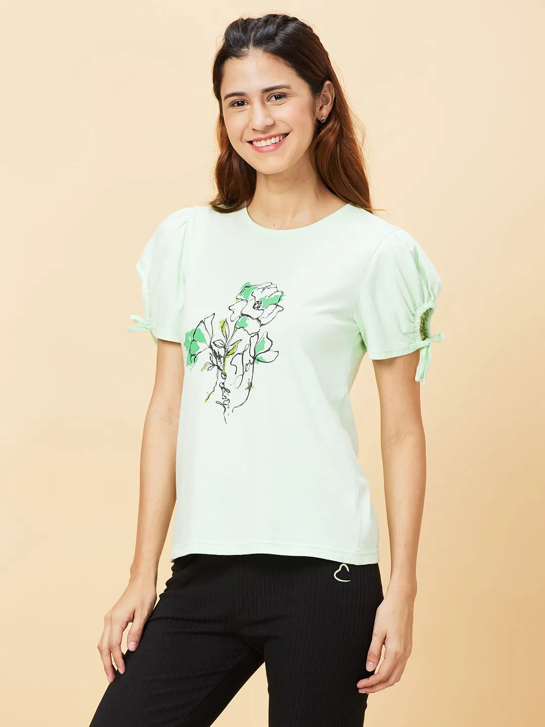 Green Womens' Cotton T-Shirt By Being Human Clothing