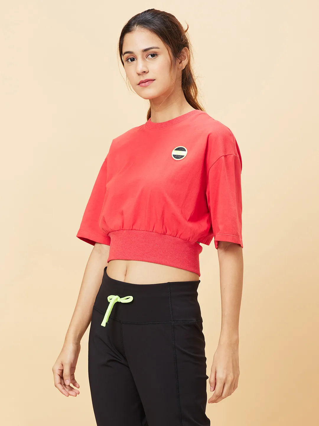 Orange Relaxed Fit Womens' Cotton Cropped T-Shirt By Being Human Clothing