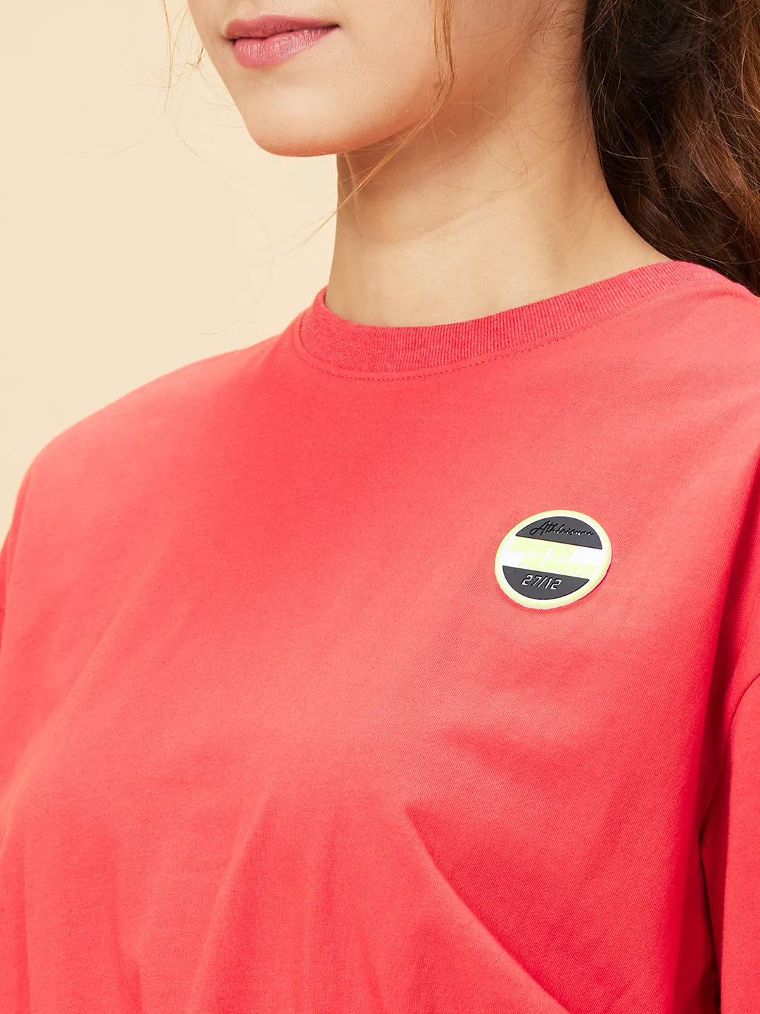 Orange Relaxed Fit Womens' Cotton Cropped T-Shirt By Being Human Clothing