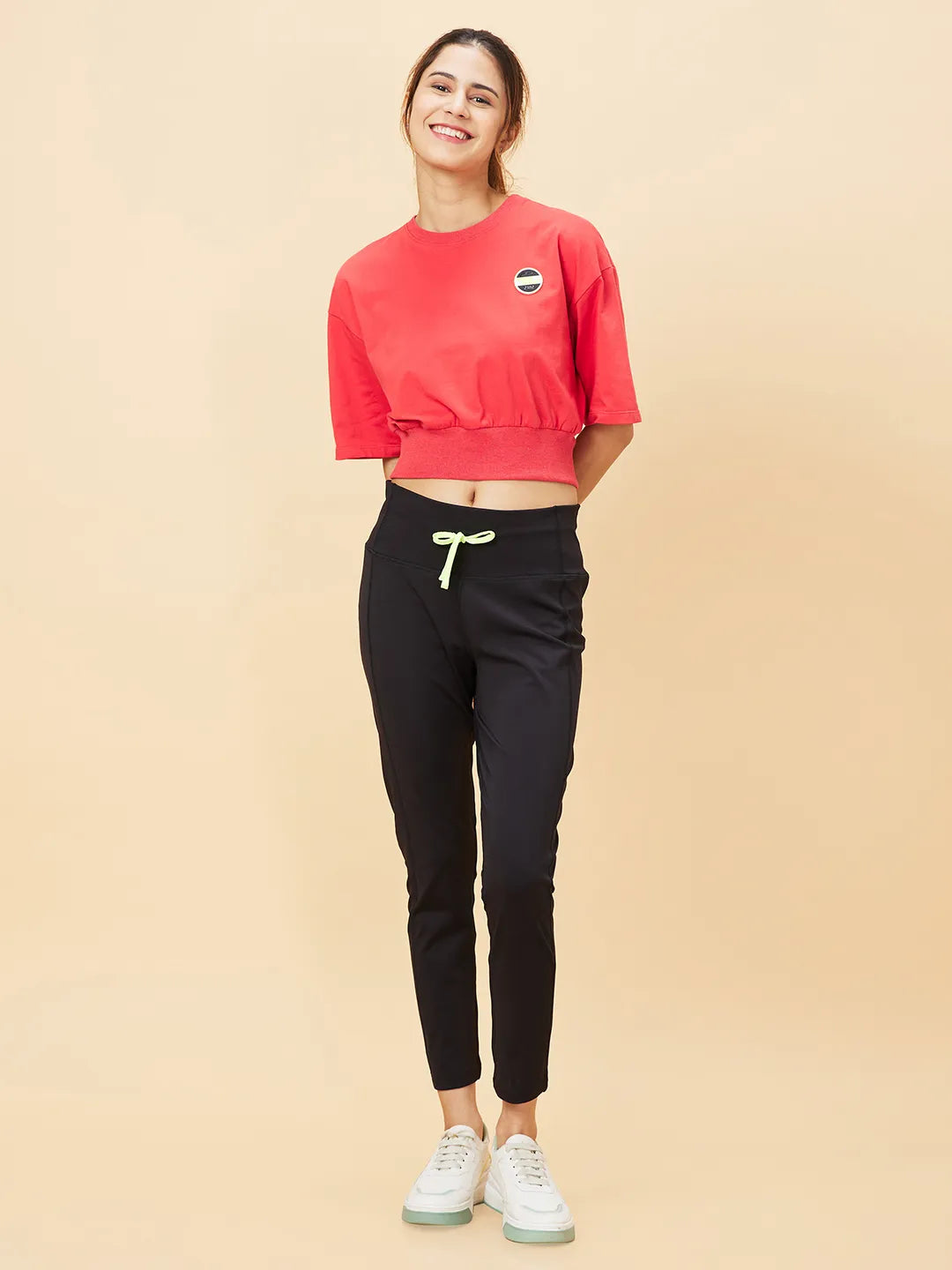 Orange Relaxed Fit Womens' Cotton Cropped T-Shirt By Being Human Clothing