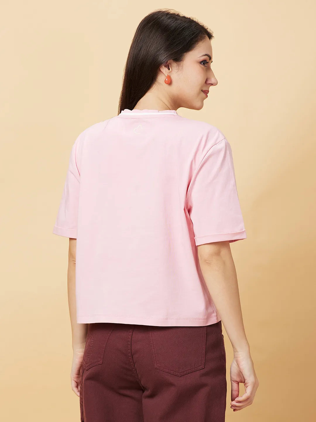 Being Human Clothing Womens-Top Crew Neck Quartz Pink