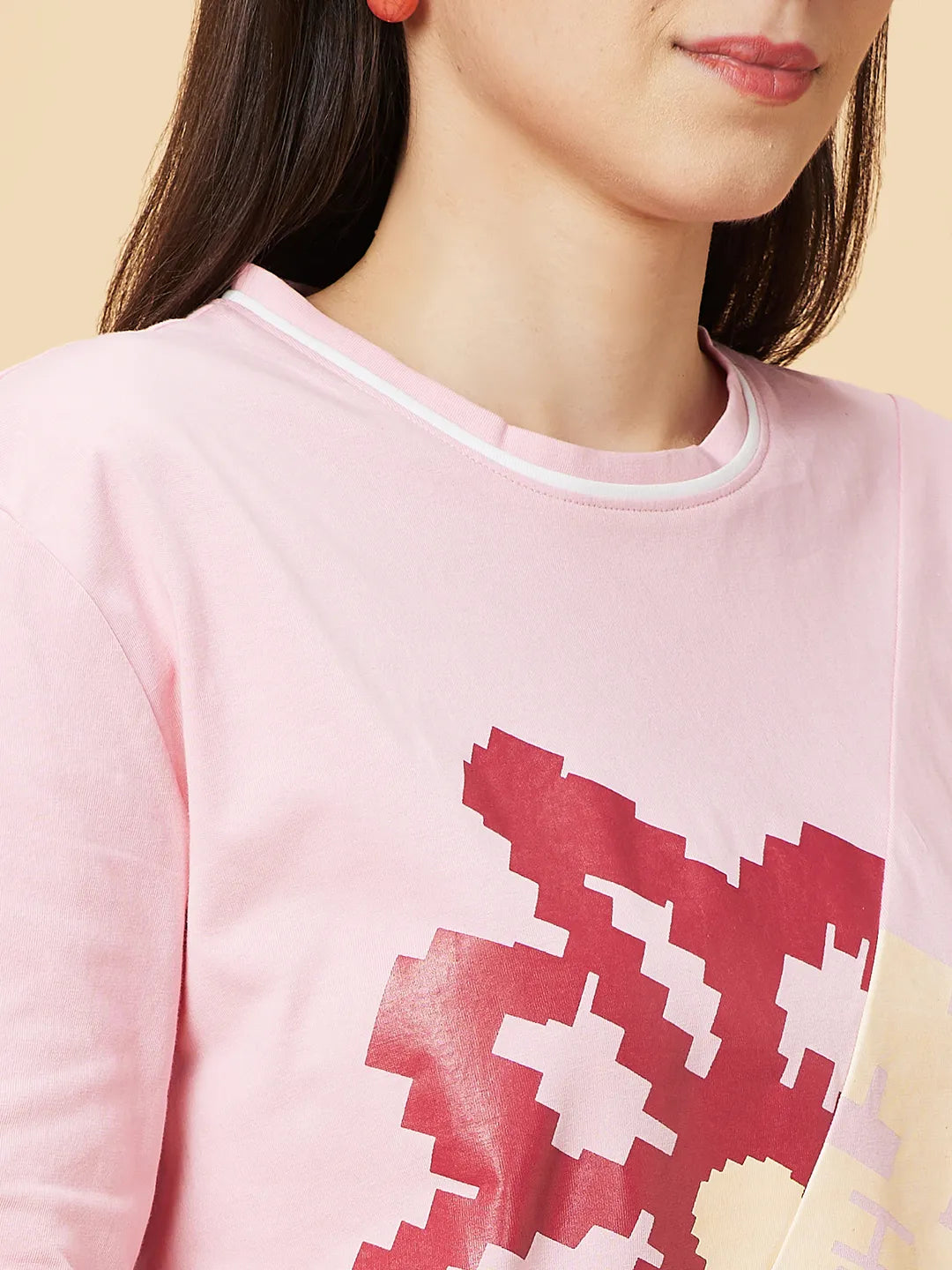 Being Human Clothing Womens-Top Crew Neck Quartz Pink