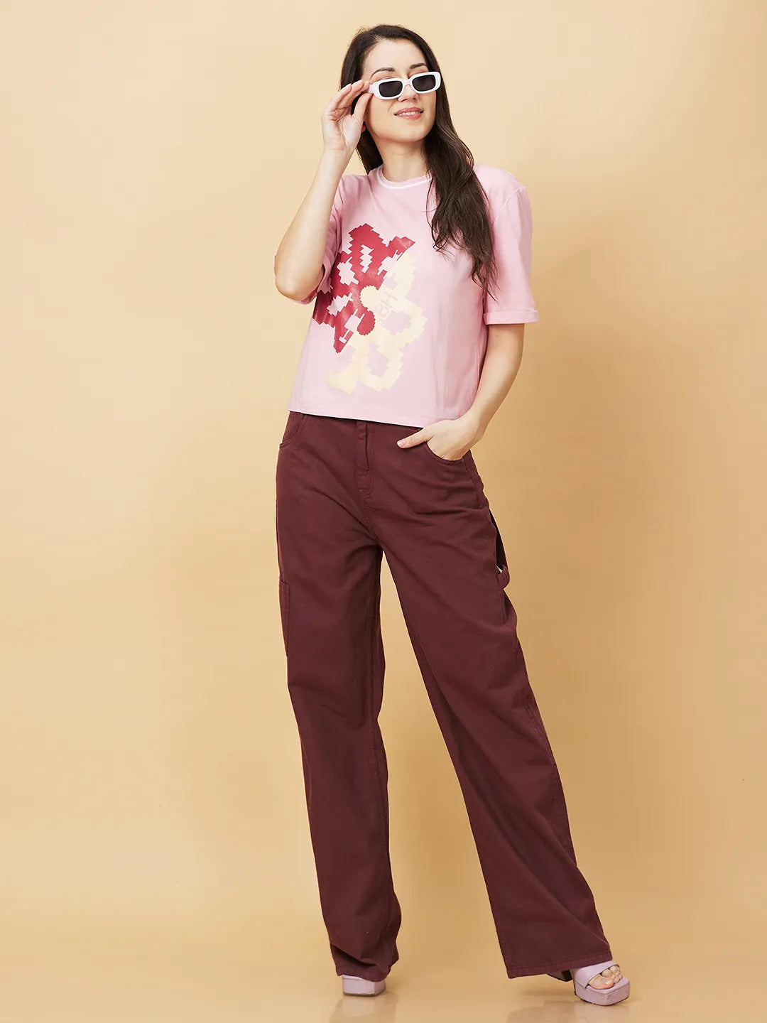 Being Human Clothing Womens-Top Crew Neck Quartz Pink