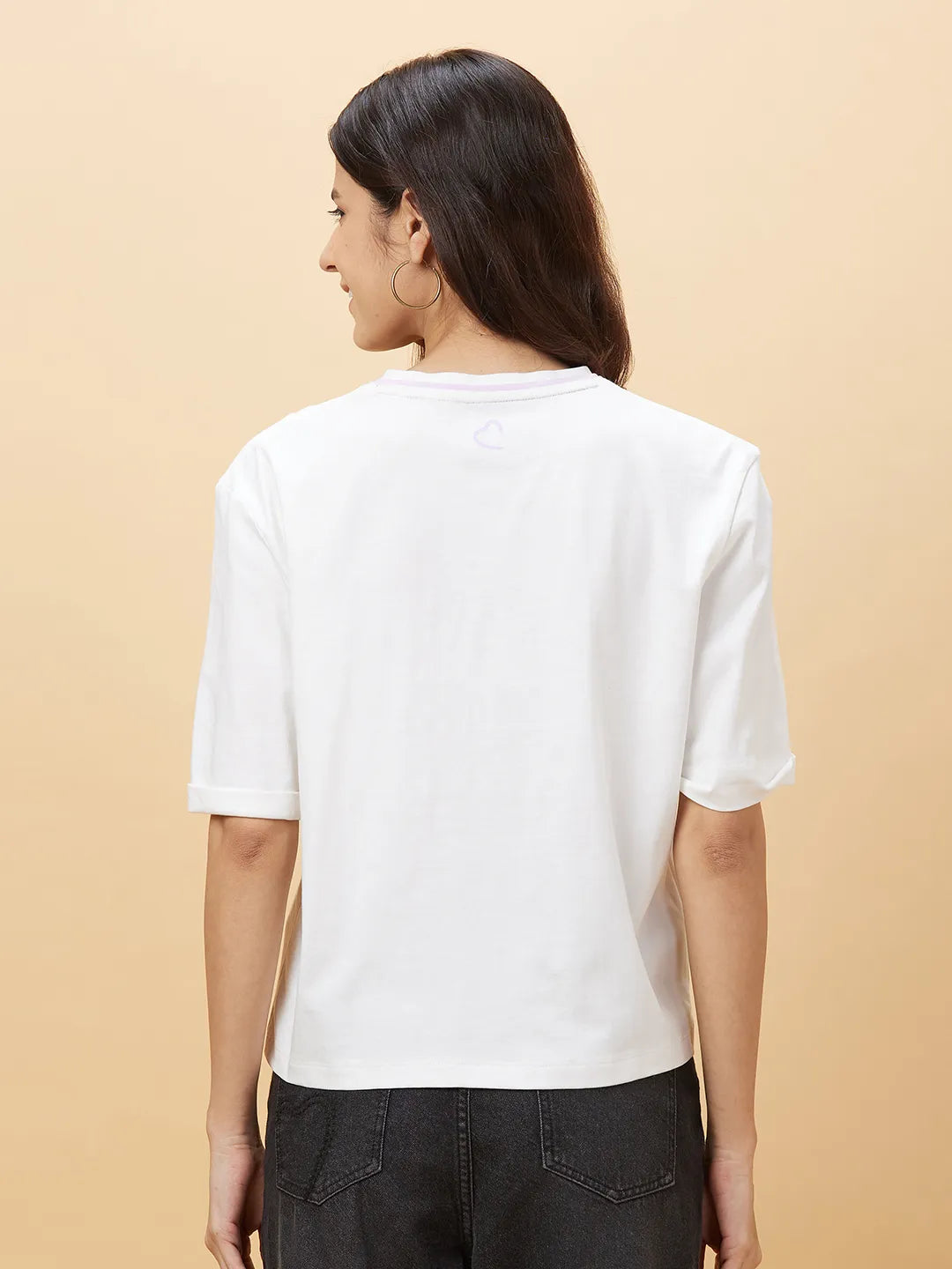 White Boxy Fit Women's Cotton T-Shirt By Being Human Clothing