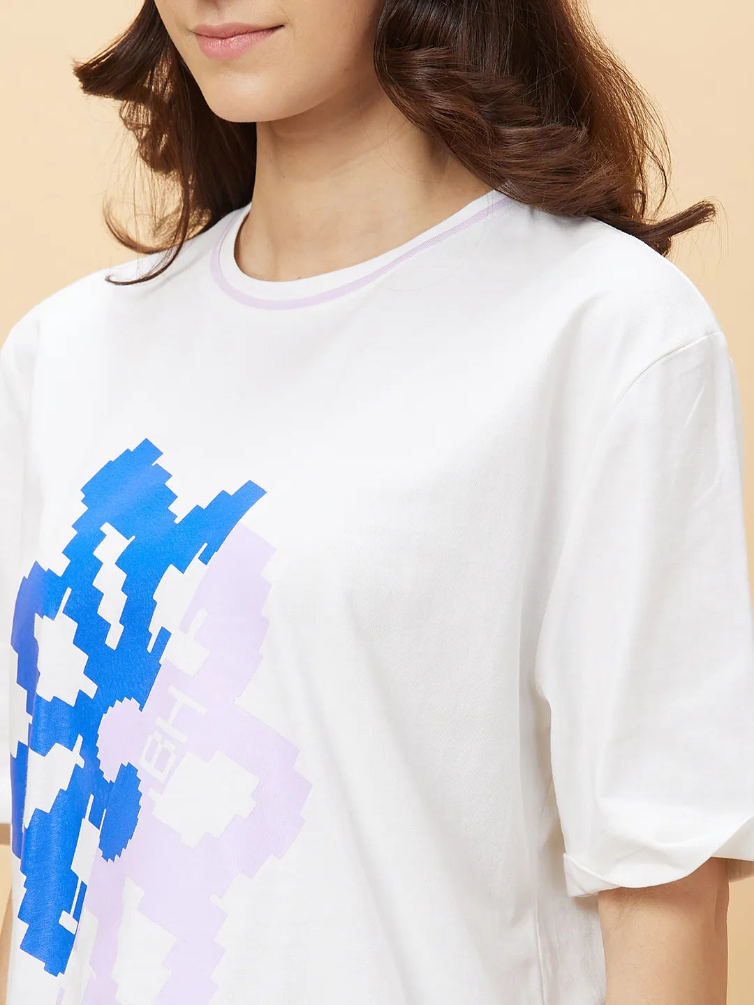 White Boxy Fit Women's Cotton T-Shirt By Being Human Clothing