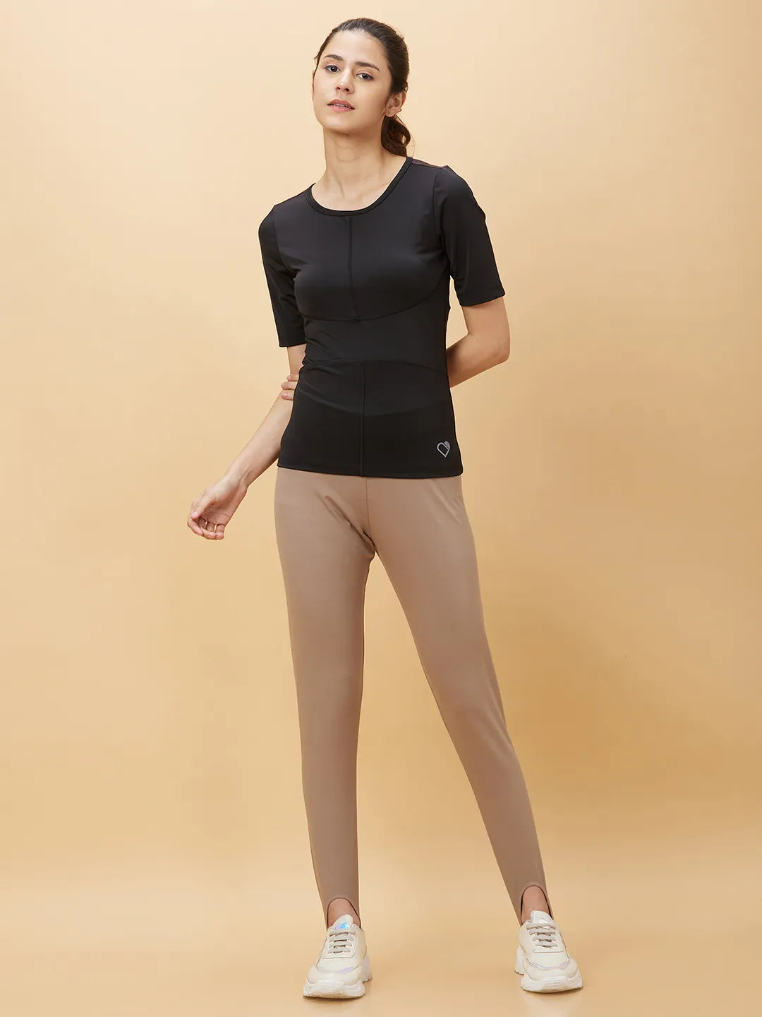 Womens-Top Crew Neck Black by Being Human Clothing