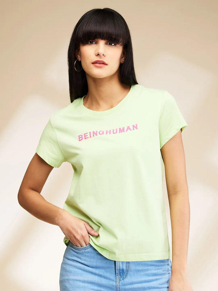 Lime Green Easy Fit Short Sleeve Women's T-Shirt By Being Human Clothing