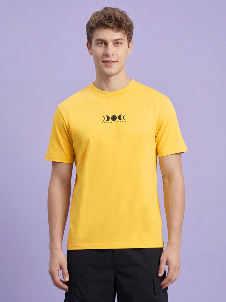 Yellow Easy Fit Men's Short Sleeves Crew Neck Graphic T-Shirt by Being Human ClothingÂ 