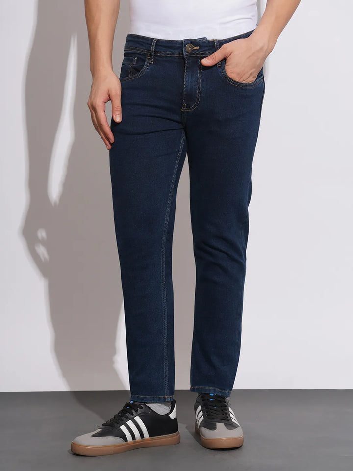 Blue Neon-Slim Fit Denims for Men