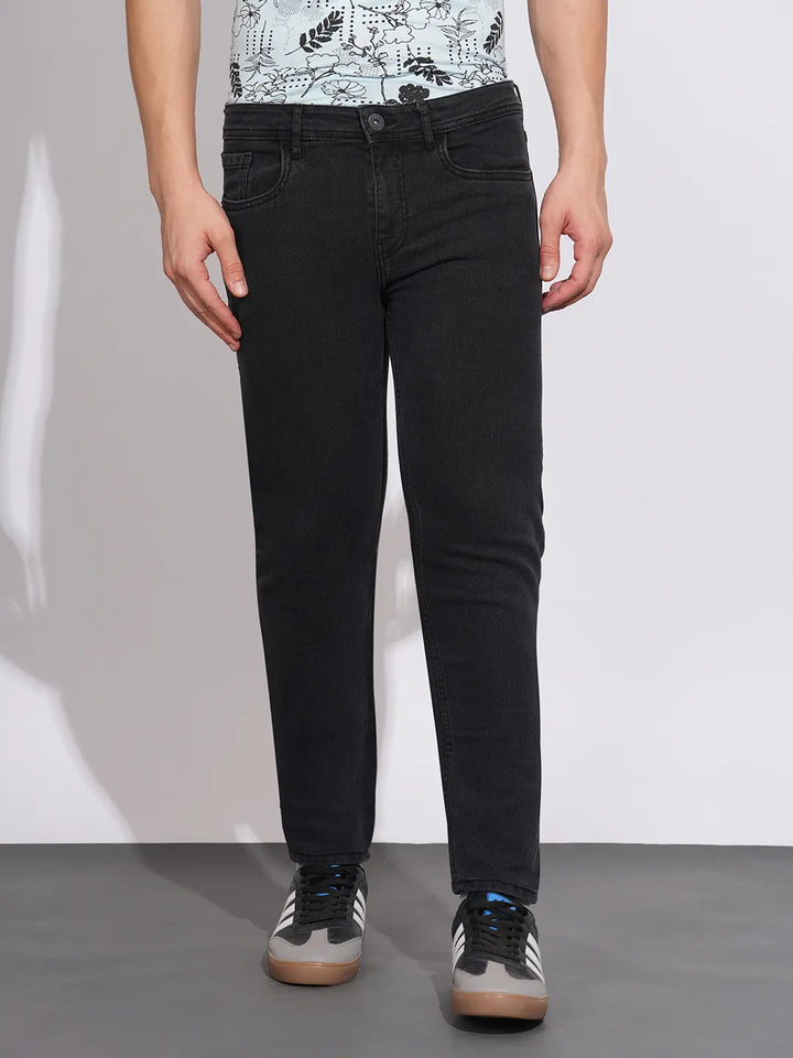 Black Neon-Slim Fit Denims for Men
