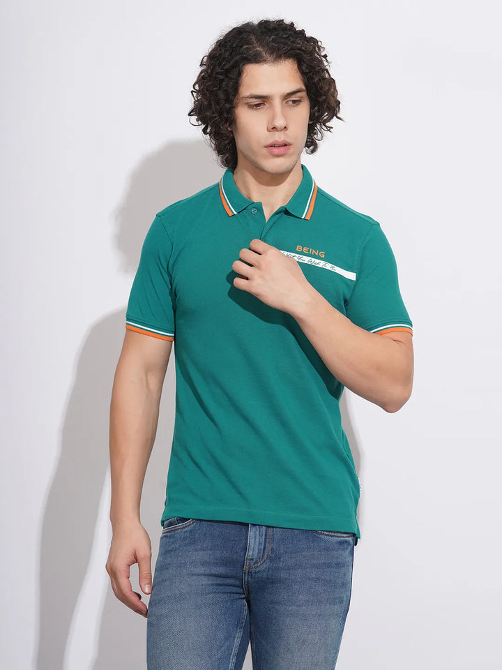 Blue Regular Fit Men's Polo T-Shirt