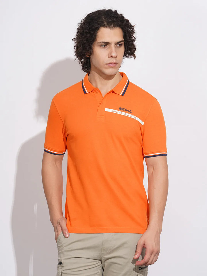 Orange Regular Fit Men's Polo T-Shirt