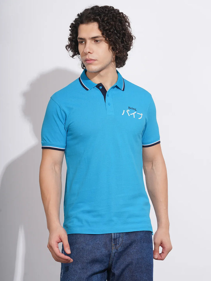 Blue Regular Fit Men's Polo T-Shirt