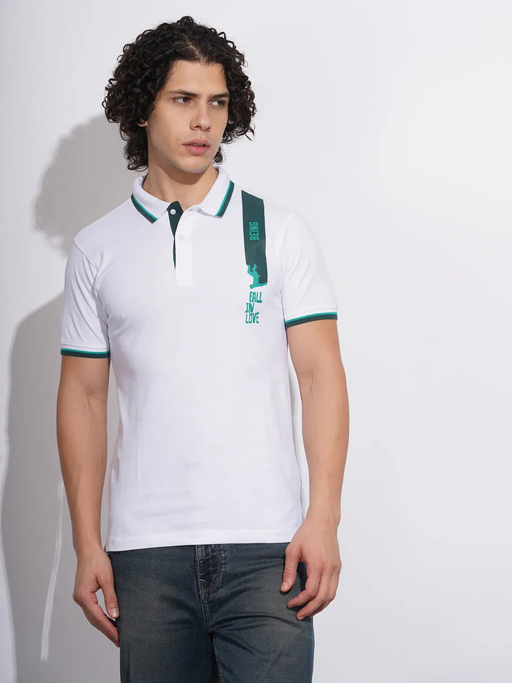 White Regular Fit Men's Polo T-Shirt