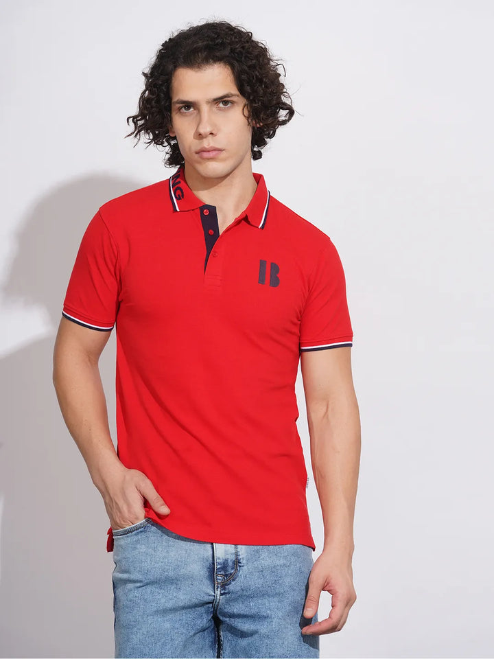 Red Regular Fit Men's Polo T-Shirt