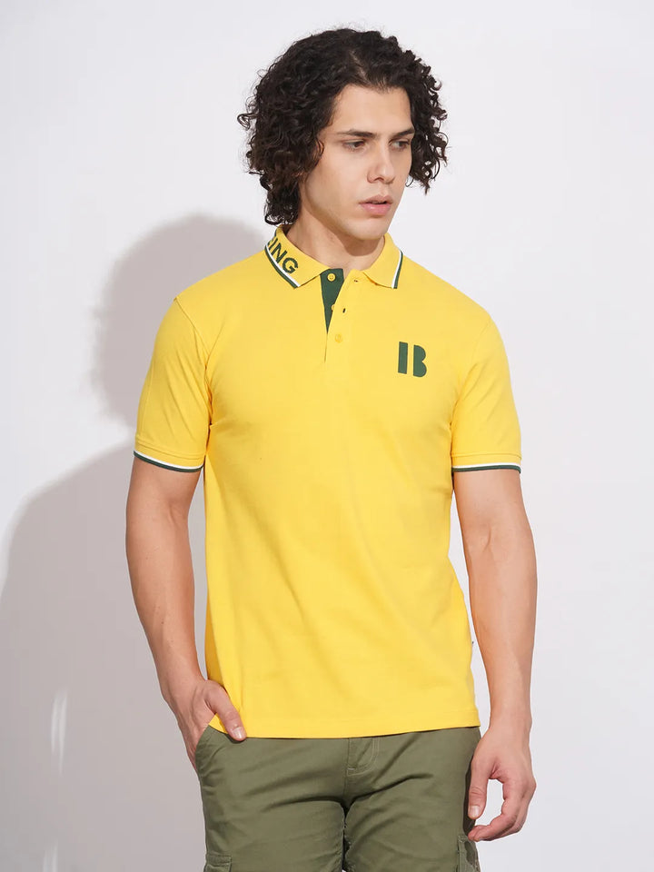 Yellow Regular Fit Men's Polo T-Shirt