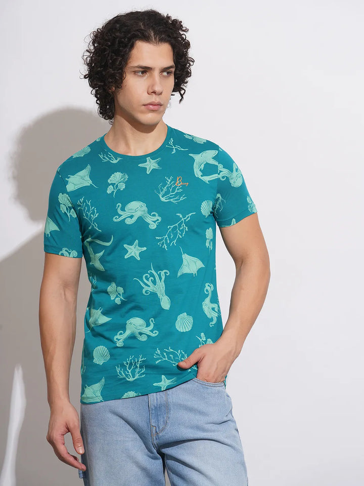 Green Regular Fit Men's Short Sleeves T-Shirt by Being Human Clothing