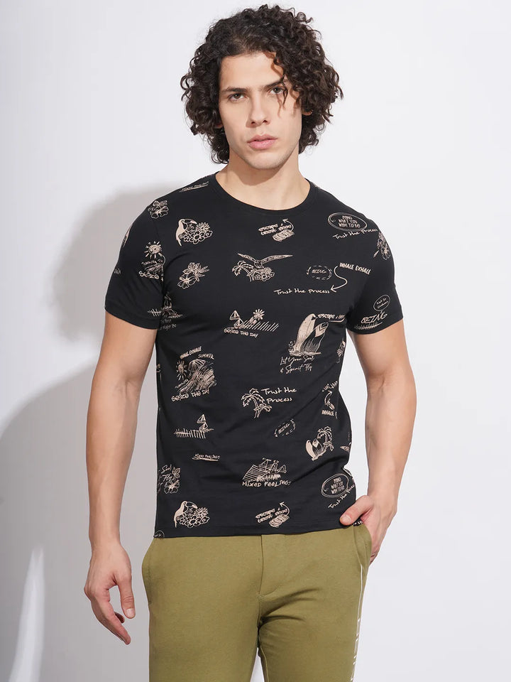 Black Regular Fit Men's Short Sleeves T-Shirt by Being Human Clothing