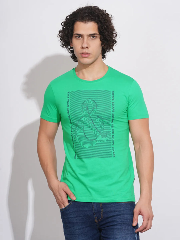Green Regular Fit Men's Short Sleeves T-Shirt by Being Human Clothing