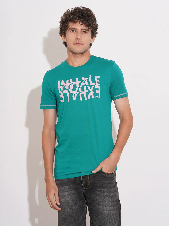 Green Regular Fit Men's Short Sleeves T-Shirt by Being Human Clothing