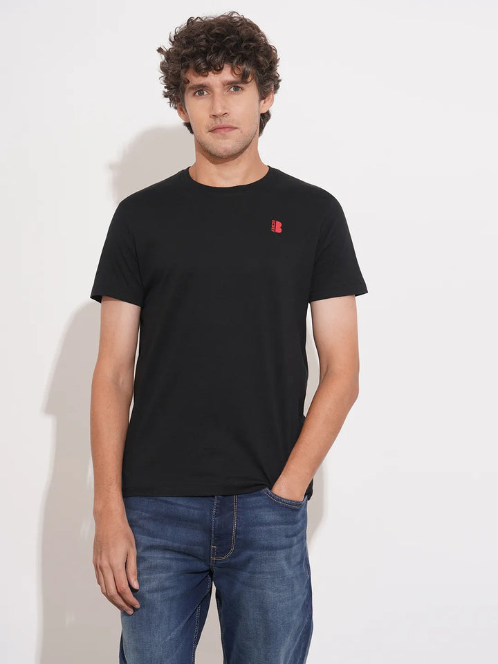 Black Regular Fit Men's Short Sleeves T-Shirt by Being Human Clothing