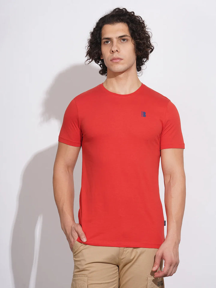 Red Regular Fit Men's Short Sleeves T-Shirt by Being Human Clothing