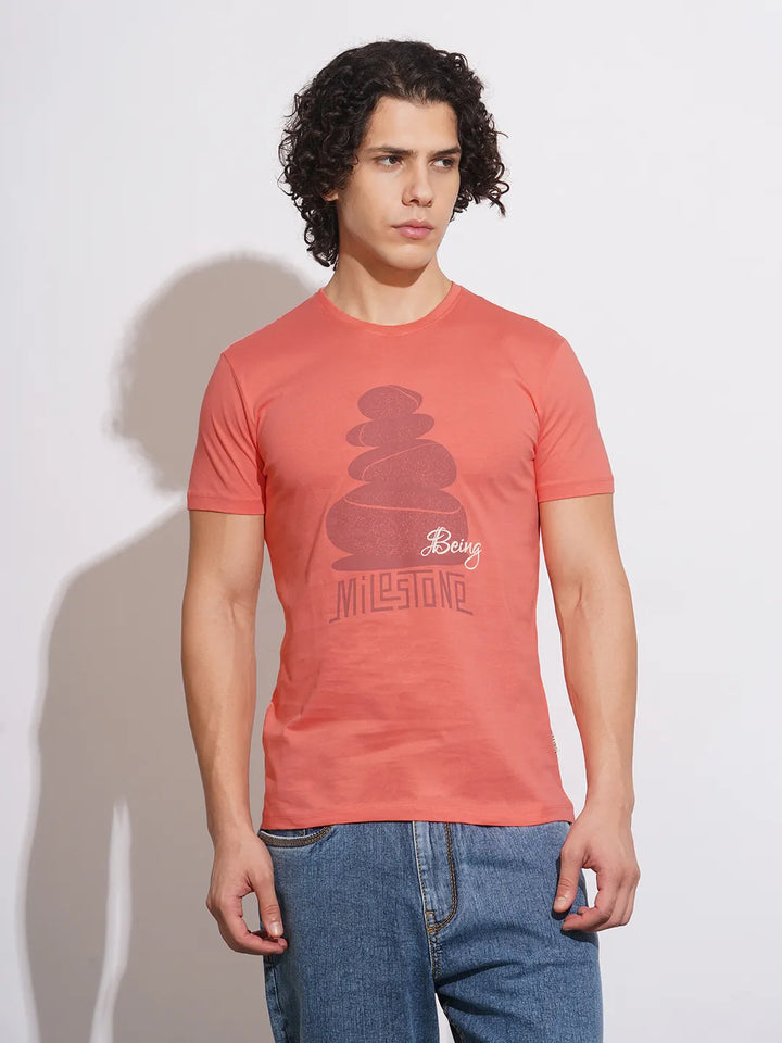 Pink Regular Fit Men's T-Shirt by Being Human Clothing