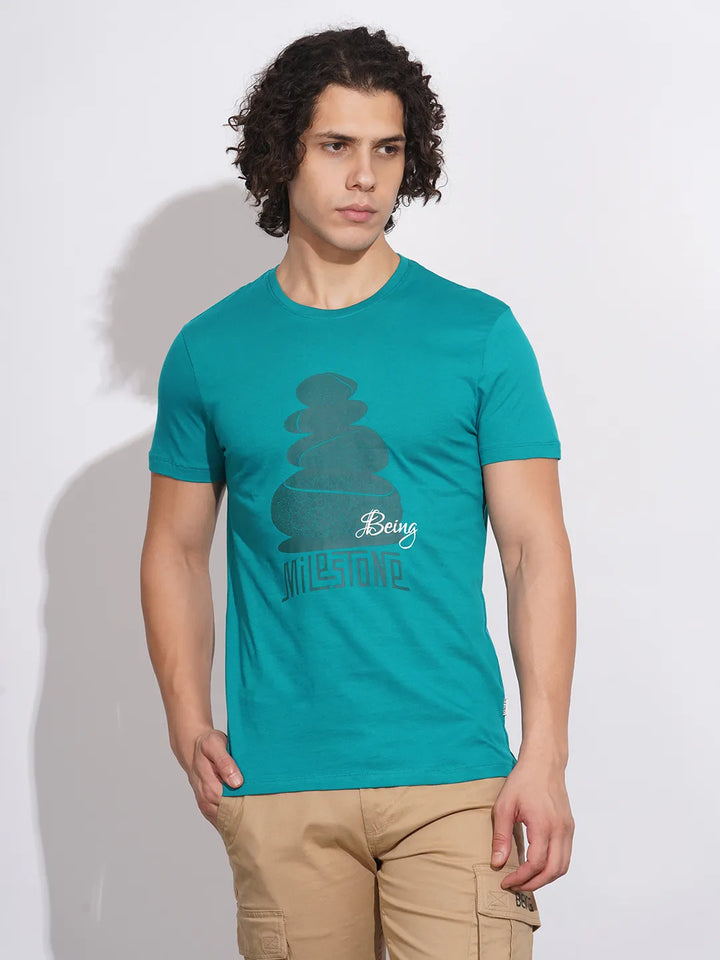 Blue Regular Fit Men's T-Shirt by Being Human Clothing